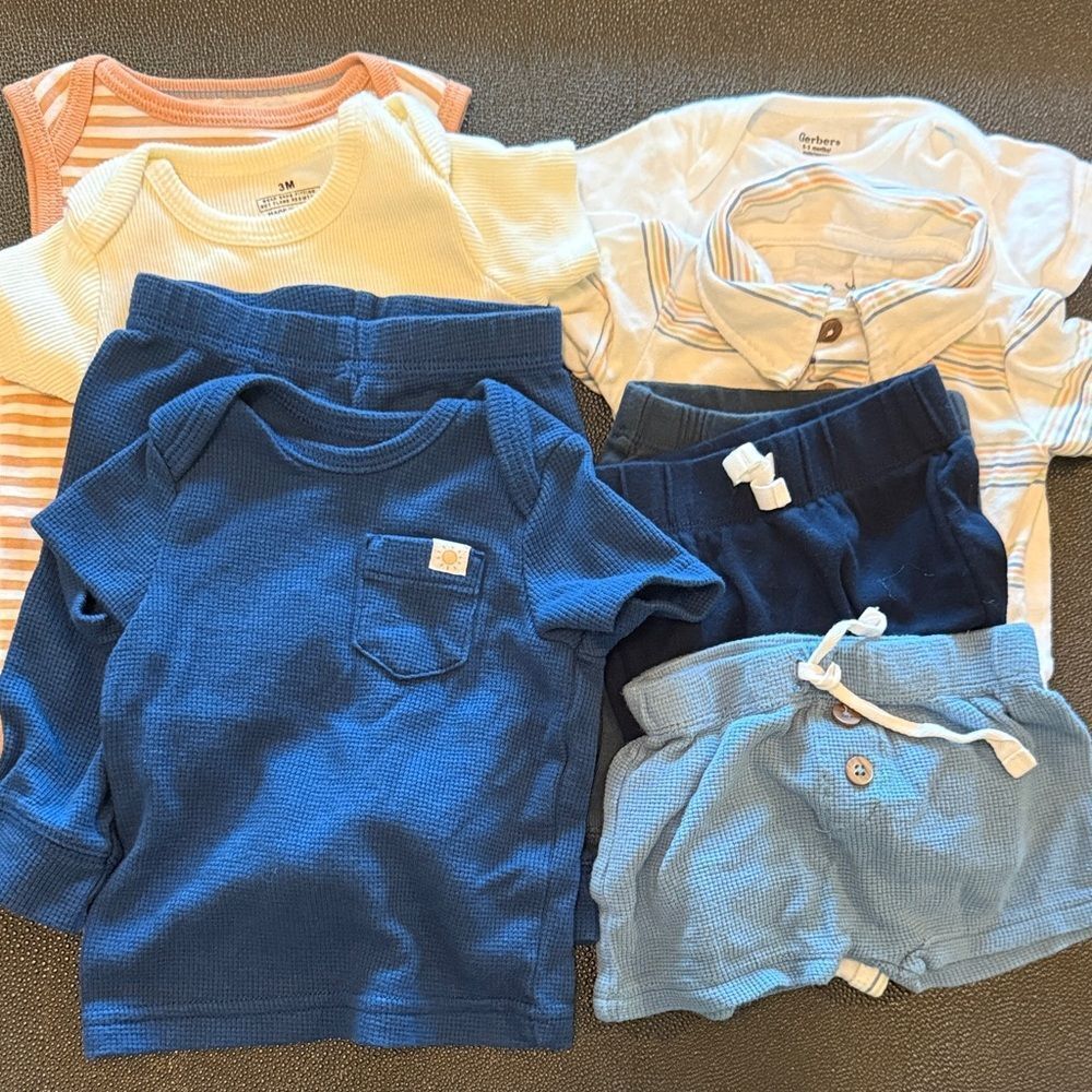 Carter's Baby Blue and White Kids Matching Sets size 3 months